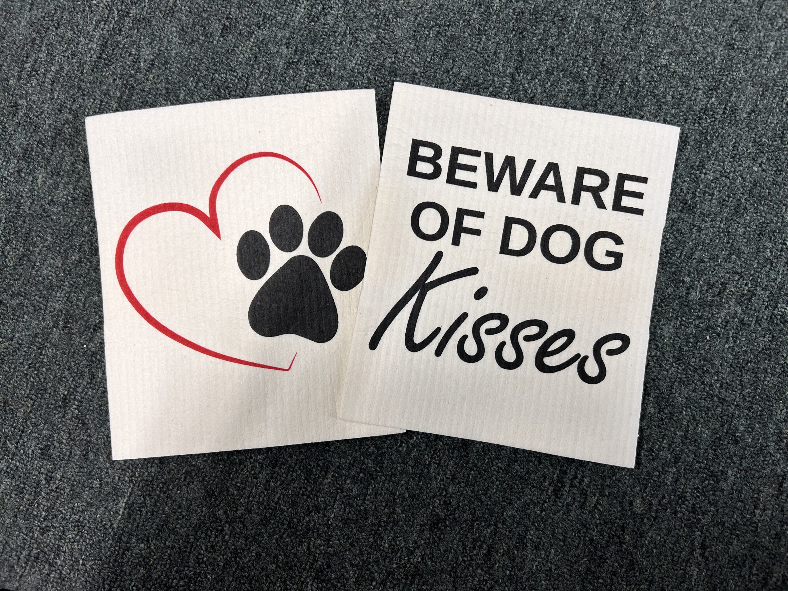 Beware of Dog Kisses Dishcloths. Set of 2
