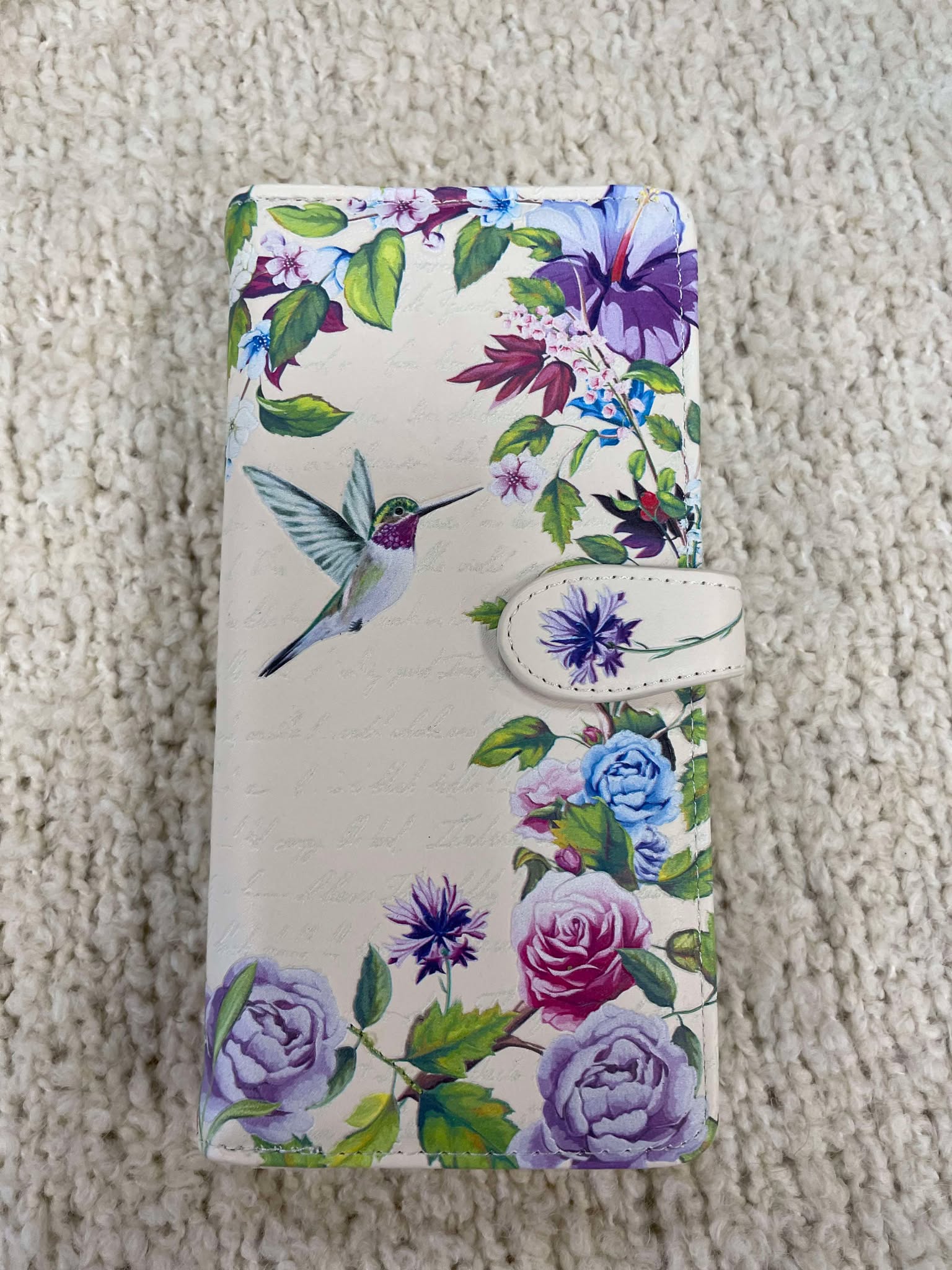 Large Floral Hummingbird Patterned Wallet