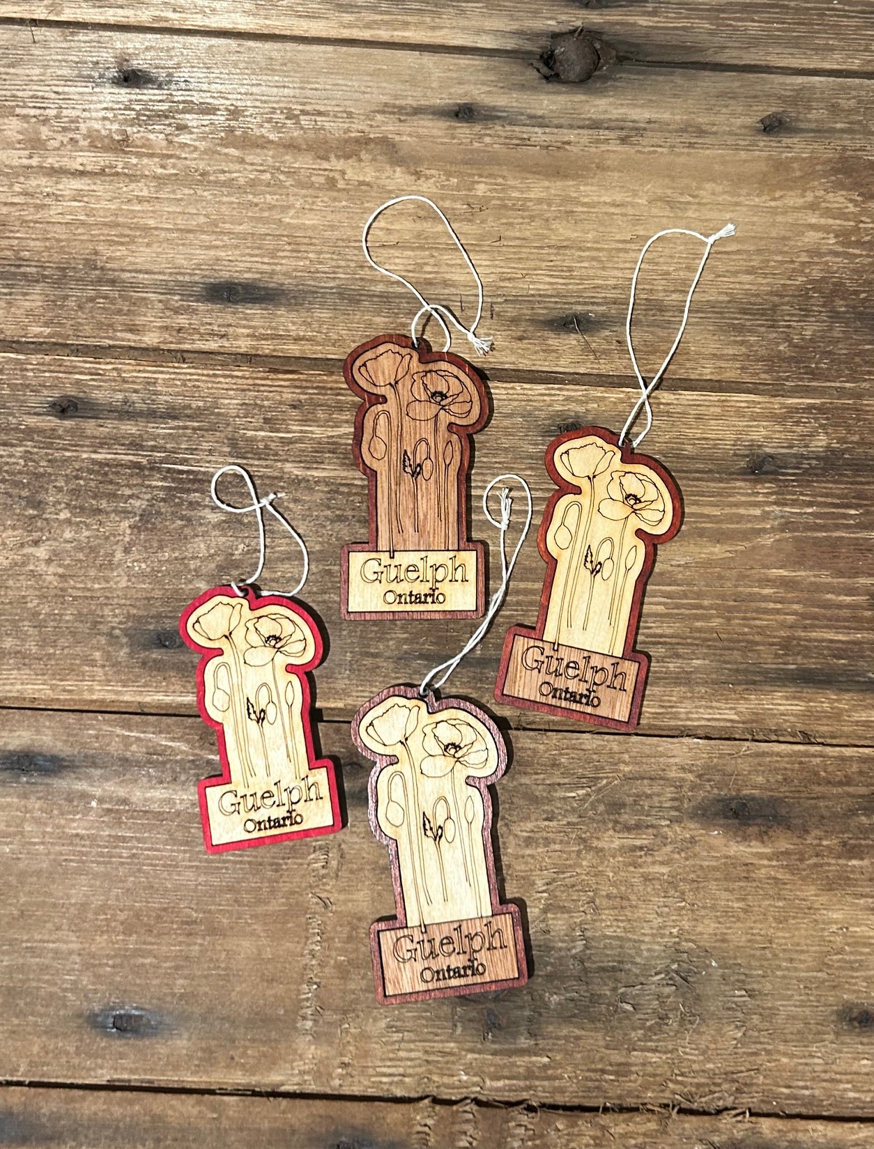 Wooden Guelph Ornaments