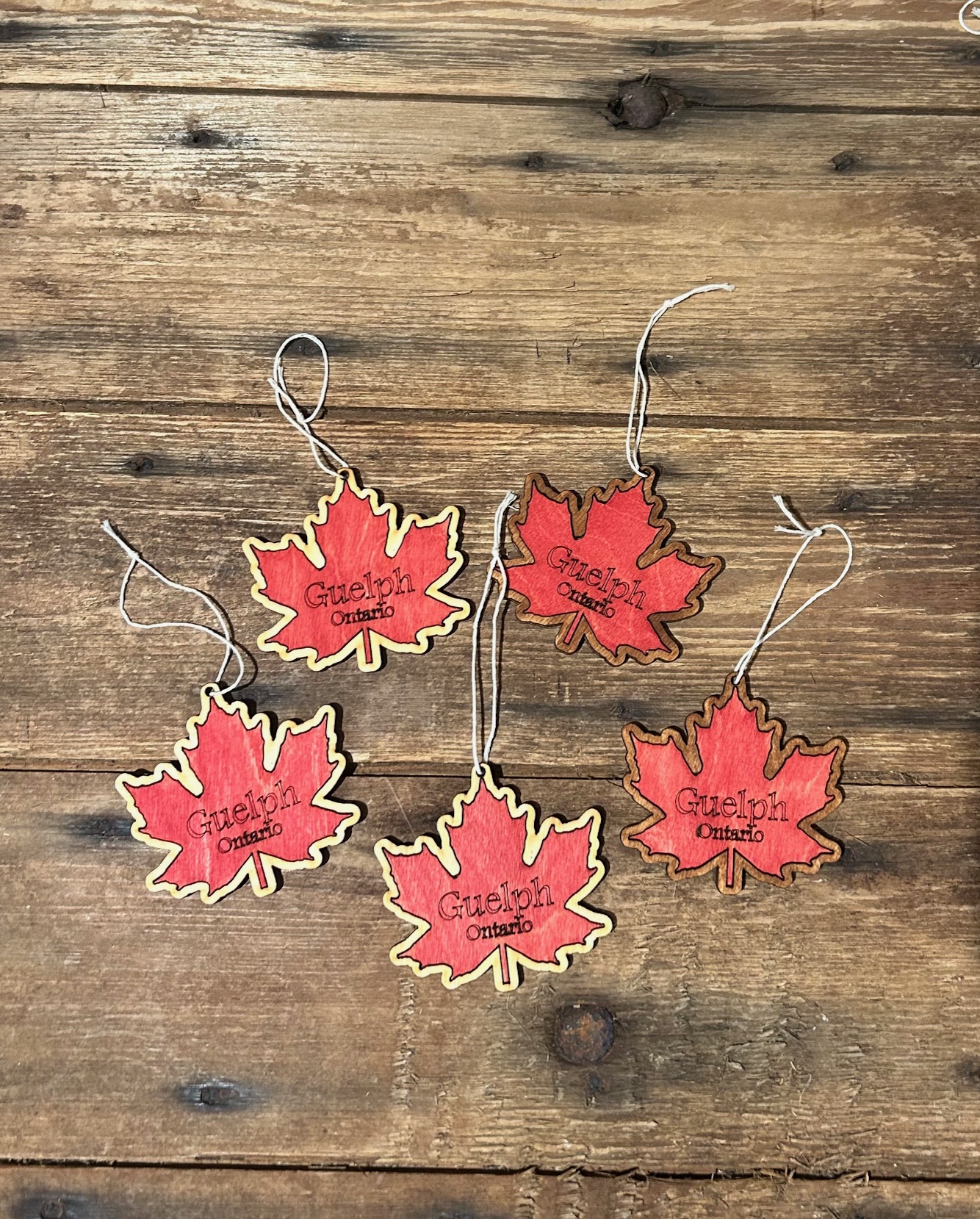 Wooden Guelph Ornaments