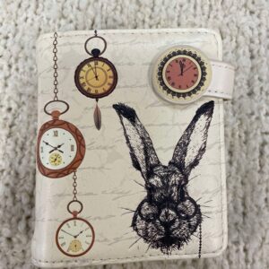 Small Rabbit and Pocket Watch Patterned Wallet