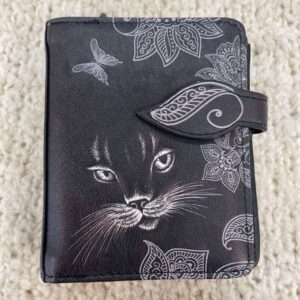 Small Black Cat Paisley Patterned Wallet
