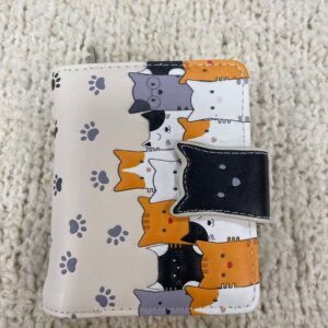 Small Cute Cat Patterned Tan Wallet
